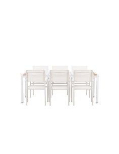 Matgrupp Togo med Santorini matstolar, 200 × 100 cm