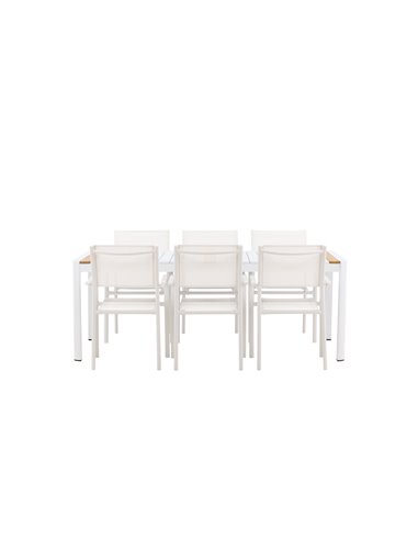 Matgrupp Togo med Santorini matstolar, 200 × 100 cm