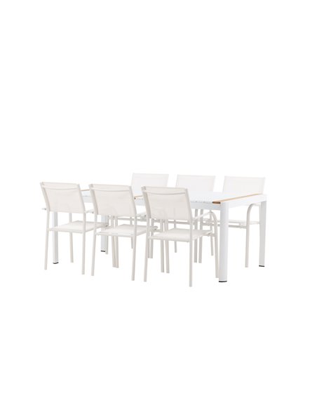 Matgrupp Togo med Santorini matstolar, 200 × 100 cm