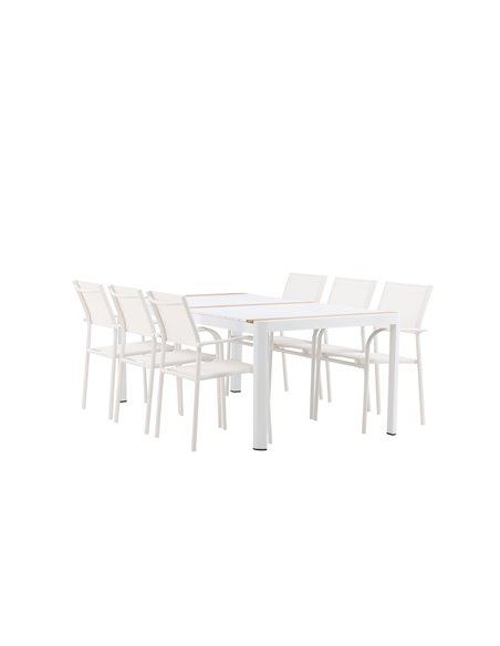 Matgrupp Togo med Santorini matstolar, 200 × 100 cm