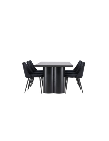 Matgrupp Olivia med Night matstolar, 210 × 100 cm