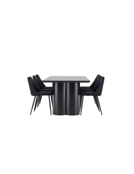 Matgrupp Olivia med Night matstolar, 210 × 100 cm