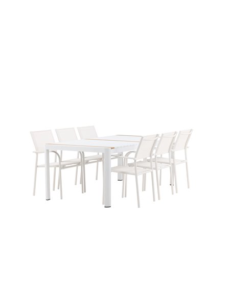 Matgrupp Togo med Santorini matstolar, 200 × 100 cm
