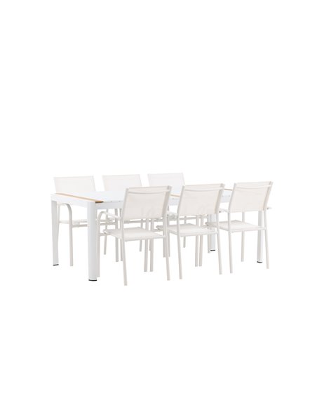 Matgrupp Togo med Santorini matstolar, 200 × 100 cm