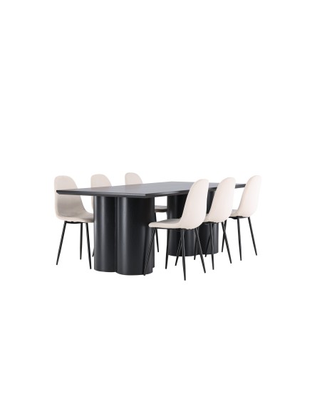 Matgrupp Olivia med Polar matstolar, 210 × 100 cm