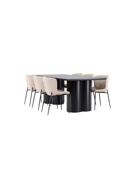 Matgrupp Olivia med Modesto matstolar, 210 × 100 cm