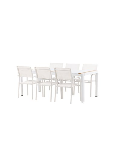 Matgrupp Togo med Santorini matstolar, 200 × 100 cm