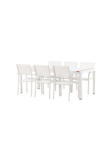Matgrupp Togo med Santorini matstolar, 200 × 100 cm