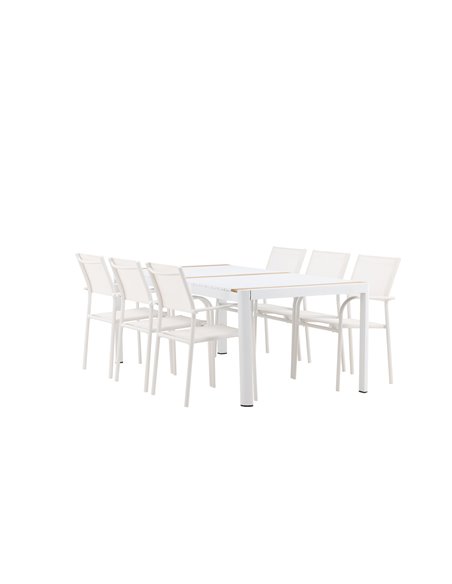 Matgrupp Togo med Santorini matstolar, 200 × 100 cm