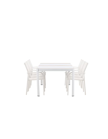 Matgrupp Togo med Santorini matstolar, 200 × 100 cm