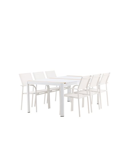 Matgrupp Togo med Santorini matstolar, 200 × 100 cm