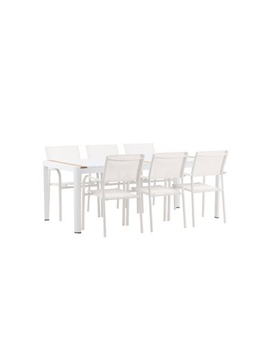 Matgrupp Togo med Santorini matstolar, 200 × 100 cm