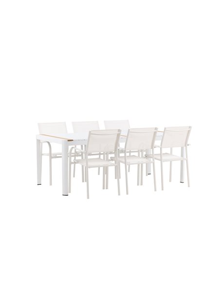 Matgrupp Togo med Santorini matstolar, 200 × 100 cm