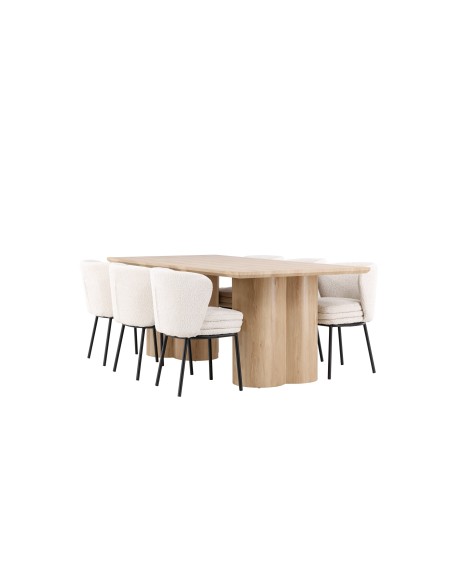 Matgrupp Olivia med Agnes matstolar, 210 × 100 cm