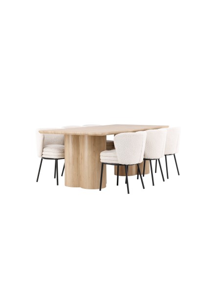 Matgrupp Olivia med Agnes matstolar, 210 × 100 cm