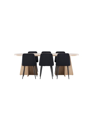 Matgrupp Bootcut med Night matstolar, 230 × 115 cm