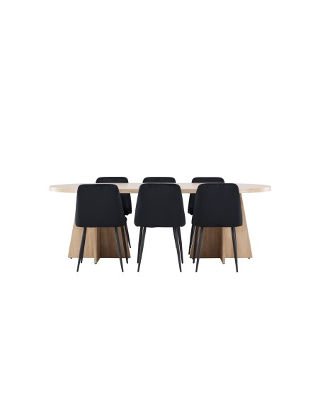 Matgrupp Bootcut med Night matstolar, 230 × 115 cm