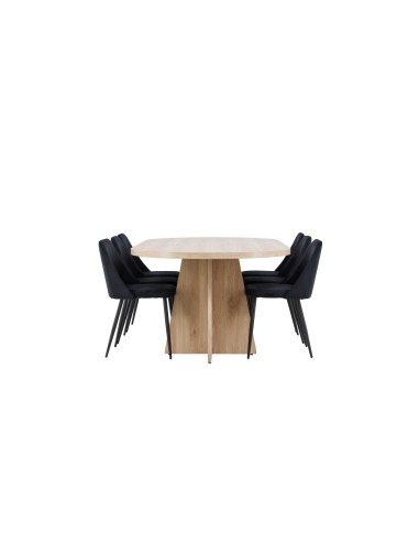 Matgrupp Bootcut med Night matstolar, 230 × 115 cm