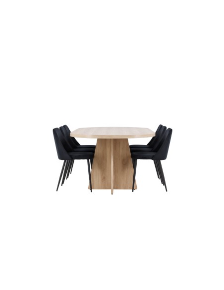 Matgrupp Bootcut med Night matstolar, 230 × 115 cm
