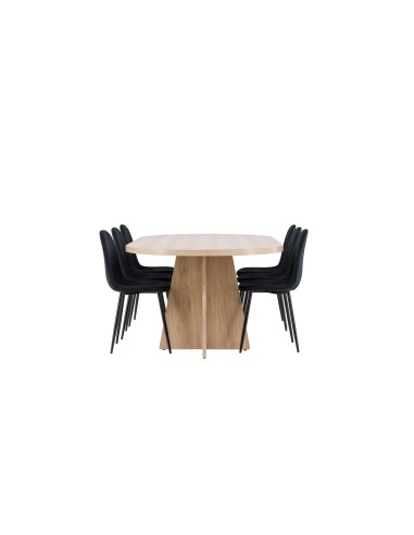 Matgrupp Bootcut med Polar matstolar, 230 × 115 cm