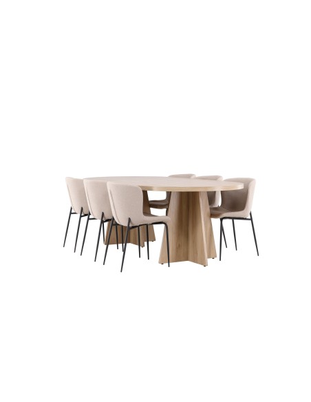 Matgrupp Bootcut med Modesto matstolar, 230 × 115 cm