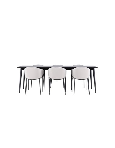 Matgrupp Ellis med Evelina matstolar, 230 × 85 cm