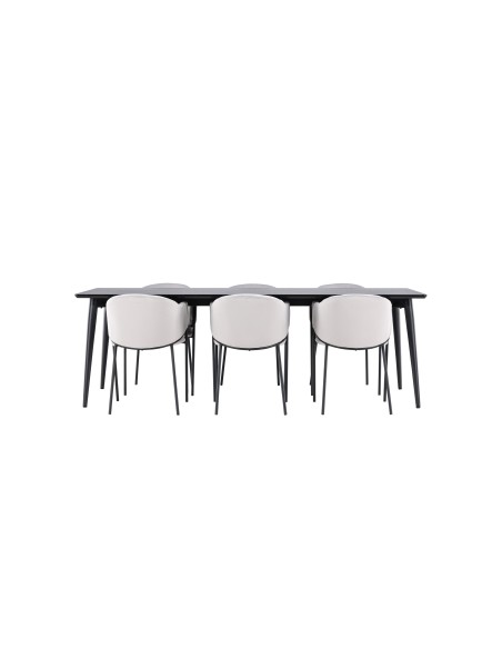 Matgrupp Ellis med Evelina matstolar, 230 × 85 cm