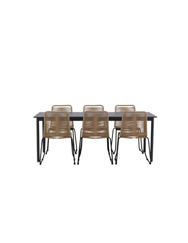 Matgrupp Modena med Lindos matstolar, 200 × 100 cm
