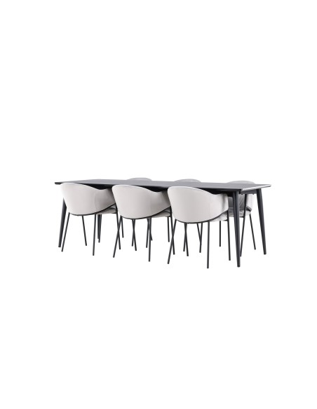 Matgrupp Ellis med Evelina matstolar, 230 × 85 cm