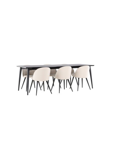 Matgrupp Ellis med Velvet matstolar, 230 × 85 cm