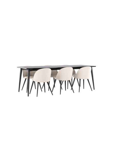 Matgrupp Ellis med Velvet matstolar, 230 × 85 cm