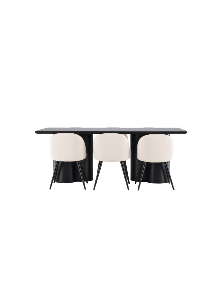 Matgrupp Olivia med Velvet matstolar, 210 × 100 cm