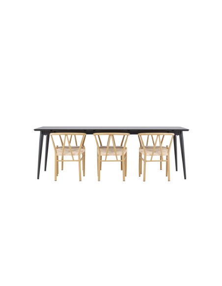 Matgrupp Ellis med Alfons matstolar, 230 × 85 cm