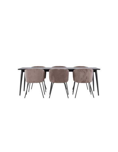 Matgrupp Ellis med Berit matstolar, 230 × 85 cm