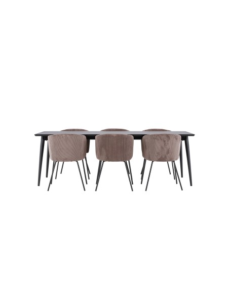 Matgrupp Ellis med Berit matstolar, 230 × 85 cm