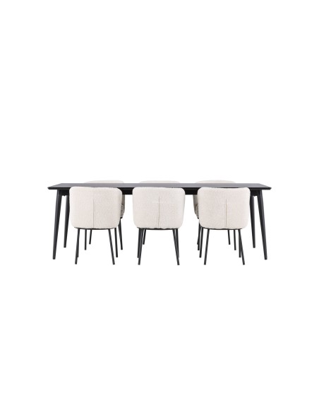 Matgrupp Ellis med Agnes matstolar, 230 × 85 cm