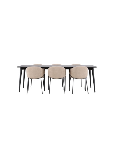 Matgrupp Ellis med Evelina matstolar, 230 × 85 cm