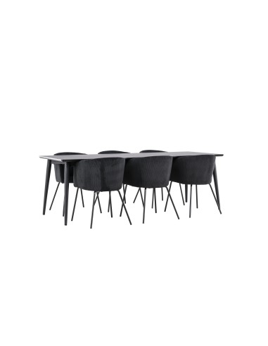 Matgrupp Ellis med Berit matstolar, 230 × 85 cm