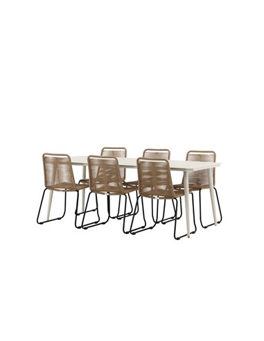Matgrupp Lina med Lindos matstolar, 200 × 90 cm