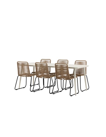 Matgrupp Lina med Lindos matstolar, 200 × 90 cm