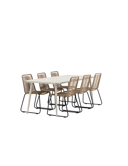Matgrupp Lina med Lindos matstolar, 200 × 90 cm