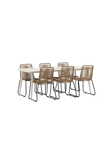 Matgrupp Lina med Lindos matstolar, 200 × 90 cm