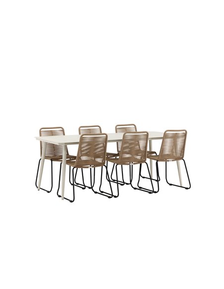 Matgrupp Lina med Lindos matstolar, 200 × 90 cm