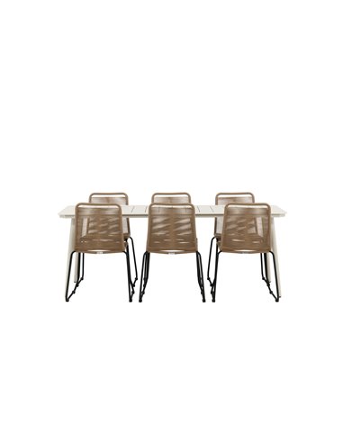 Matgrupp Lina med Lindos matstolar, 200 × 90 cm