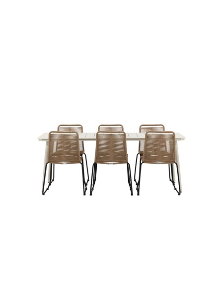 Matgrupp Lina med Lindos matstolar, 200 × 90 cm