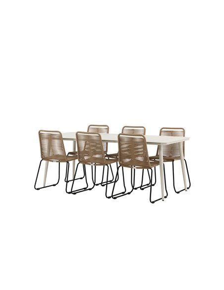 Matgrupp Lina med Lindos matstolar, 200 × 90 cm
