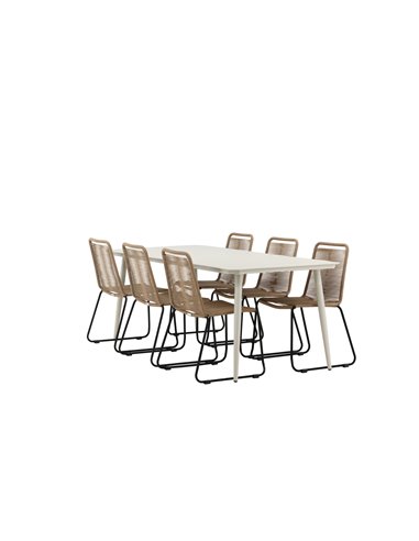 Matgrupp Lina med Lindos matstolar, 200 × 90 cm