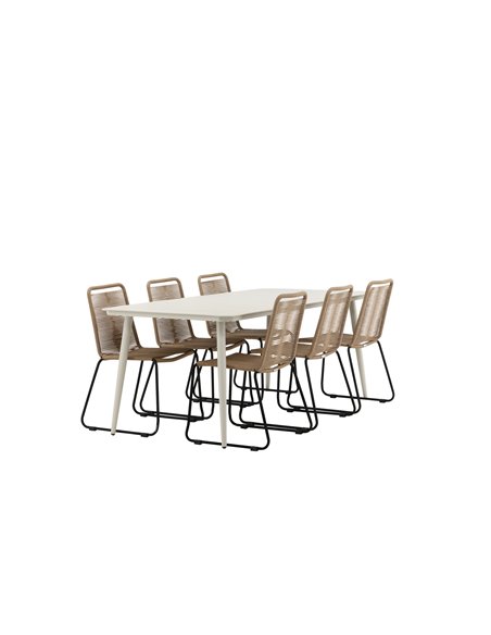 Matgrupp Lina med Lindos matstolar, 200 × 90 cm