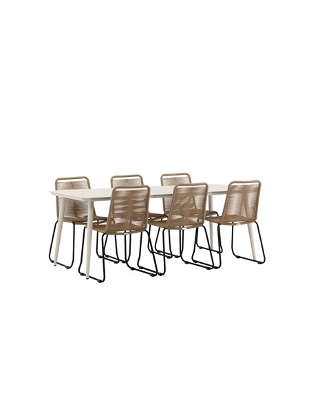 Matgrupp Lina med Lindos matstolar, 200 × 90 cm
