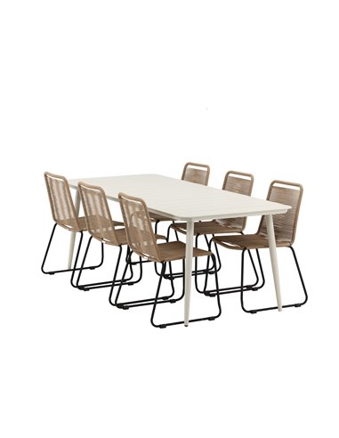 Matgrupp Lina med Lindos matstolar, 200 × 90 cm